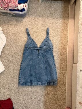 Re Done Denim Mini Dress with V-Neck Straps